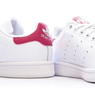 Baskets Blanches/Roses Fille Adidas Stan Smith vue 7