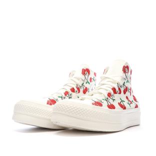 Baskets Ecru et Cerises Femme Converse Chuck Taylor All Star Lift vue 6