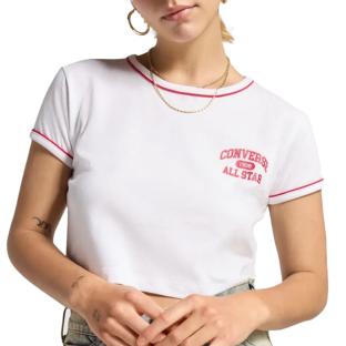 T-Shirt Blanc/Rouge Femme Converse Retro vue 0