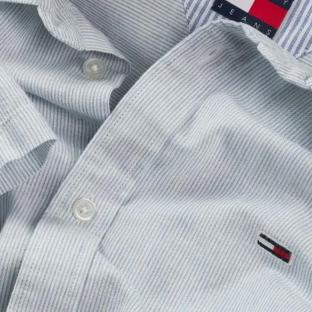 Chemise Manches Courtes Bleu Homme Tommy Hilfiger TJM Reg Linen Blend Colorado vue 3