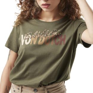 T-shirt Kaki Femme Von Dutch Leopard pas cher