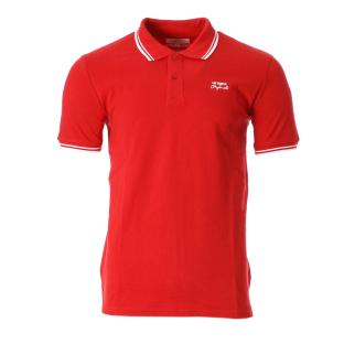 Polo Rouge/Blanc Homme Lee Cooper Opan554 pas cher