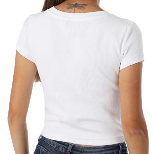 T-Shirt Blanc Femme Calvin Klein Jeans Label Ri-cloud vue 2