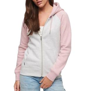 Sweat Zippé Gris/Rose Femme Superdry Essential Baseball pas cher