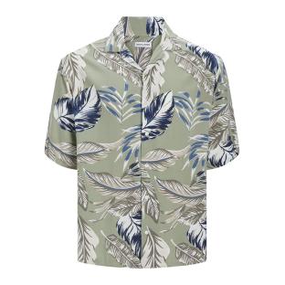 Chemisette Kaki/Marine Garçon Jack & Jones Resort Floral pas cher