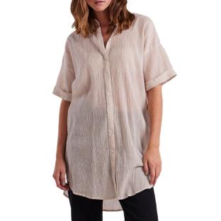 Chemise Beige à rayures Femme Pieces Terra pas cher