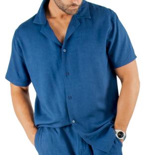 Chemise Marine Homme Paname Brothers Lin Ficelle vue 0
