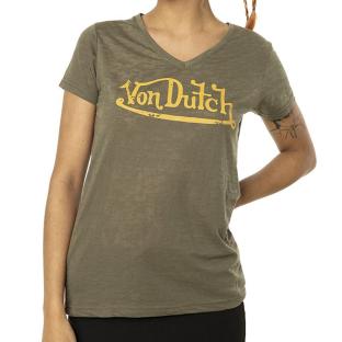 T-shirt Kaki Femme Von Dutch Classic pas cher