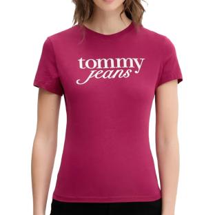 T-shirt Rose/Blanc Femme Tommy Hilfiger Essential pas cher