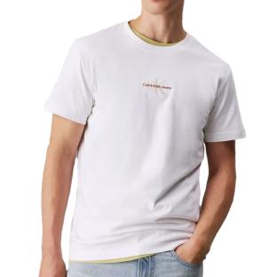 T-shirt Blanc/Camel Homme Calvin Klein Jeans Shadow pas cher