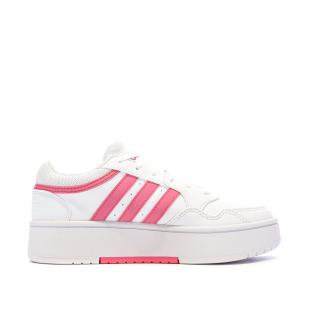 Baskets Blanches/Roses Femme Adidas Hoops 3.0 Bold vue 2