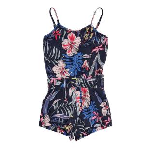 Combishort Bleu à fleurs Fille Kids ONLY Strap Jungle pas cher