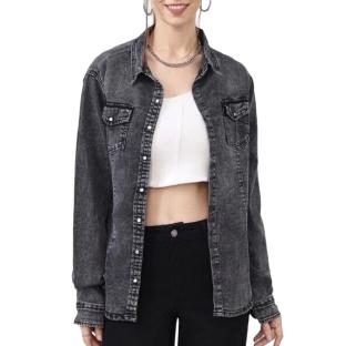 Chemise en Jean Noir Femme Monday Premium Bleach 1 vue 0