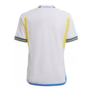 Suède Maillot de foot Blanc/Bleu/Jaune Garçon Adidas 2022 vue 2