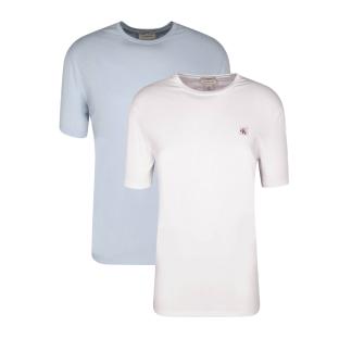 2er-Pack T-Shirts für Herren in Weiß/Blau von Calvin Klein Jeans mit Ss-Emblem Ansicht 0