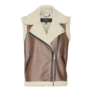 Veste Sans Manches Camel/Écru Femme Vero Moda Waistcoat vue 3