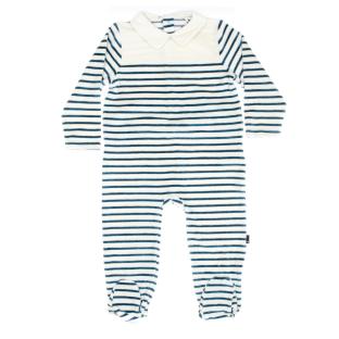 Pyjamas Rayures Blanc/Bleu Garçon Elle est ou la mer Jama pas cher