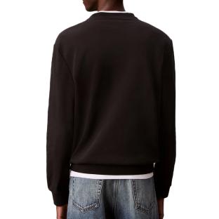 Sweat Noir Homme Calvin Klein Jeans Badge Terry vue 2