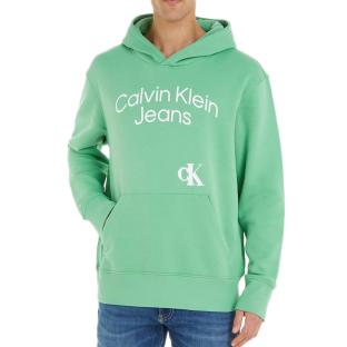 Sweat Vert Homme Calvin Klein Jeans Curved pas cher