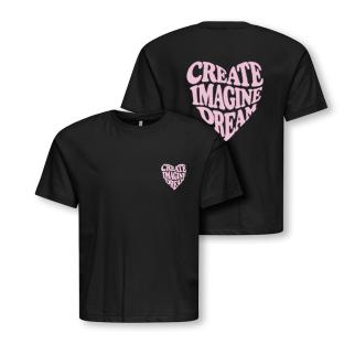T-Shirt Noir Fille Kids ONLY Sille Amor Life vue 0