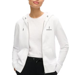 Sweat Blanc Femme Superdry Plain Zip Hood pas cher