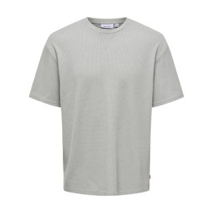 T-shirt Gris Homme Only & Sons Waffle pas cher