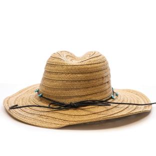 Chapeau de soleil en paille à large bord Via Lorenzo Fedora vue 0