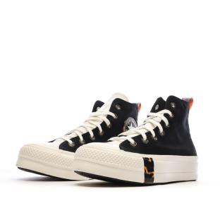 Baskets Noires Femme Converse All Star Lift Platform Tortoise vue 6