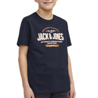 T-shirt Marine Garçon Jack & Jones Logo 12258876 pas cher