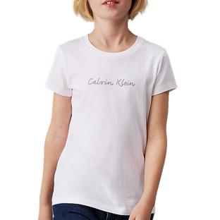T-Shirt Blanc Fille Calvin Klein Jeans Script pas cher