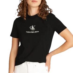 T-Shirt Noir Femme Calvin Klein Jeans Shadow Graphic pas cher