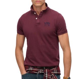 Polo Bordeaux Homme Superdry Vintages pas cher