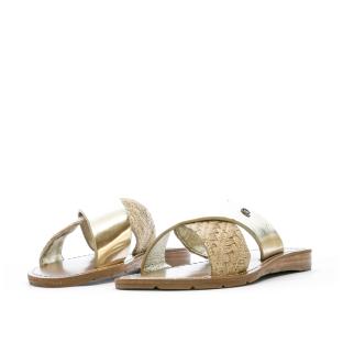 Claquettes Croisées Dorées Femme Chattawak Brana vue 0