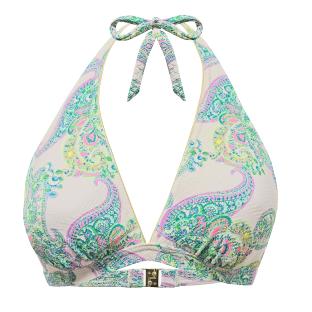 Weiß-grünes Triangel-Bikini-Oberteil für Damen von Grain de Sable aus Mousse Ansicht 0
