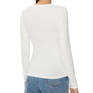 T-shirt Manches Longues Écru Femme Tommy Hilfiger Essential vue 2