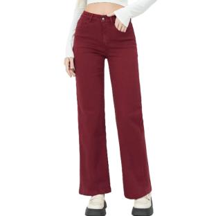 Jeans Droit Bordeaux Femme Monday Premium Wide Leg pas cher