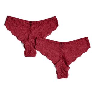 Lot de 2 culottes larges en dentelle Rouge Femme Pieces Lina vue 2