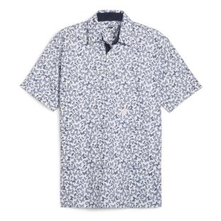 Polo de Golf Blanc/Marine Homme Puma Cloudspun Butterflies pas cher