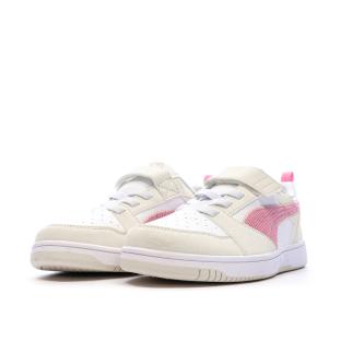 Baskets Blanches/Roses Fille Puma Rebound vue 6