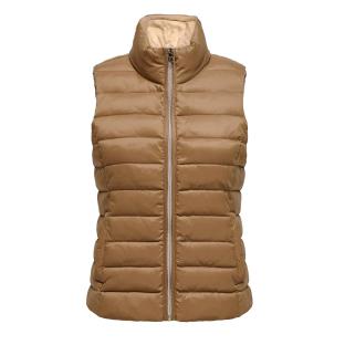 Doudoune Sans Manches Marron/Beige Femme Only Talire pas cher