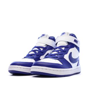 Baskets Blanches/Bleu Garçon Nike Court Borough Mid 2 vue 0