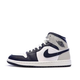 Air Jordan 1 Mid Blanche/Marine Homme Nike pas cher