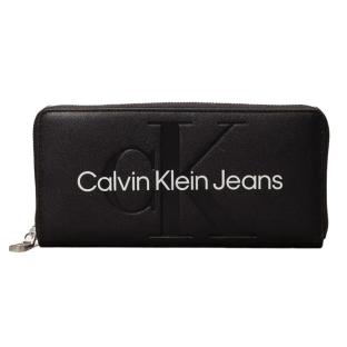 Portefeuille Noir Femme Calvin Klein Jeans Sculpted Zip Around pas cher