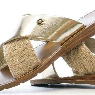 Claquettes Croisées Dorées Femme Chattawak Brana vue 0