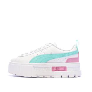 Baskets Blanches/Turquoise/Roses Fille Puma Mayze pas cher