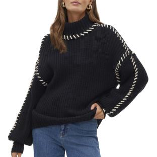Pull en Maille Noir Femme Vero Moda Cream vue 0