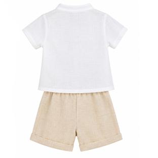Ensemble Beige/Blanc Bébé P'tit Mome Théo vue 0