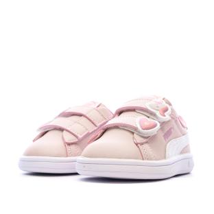 Baskets Rose Fille Puma Smash 3.0 Badges vue 0