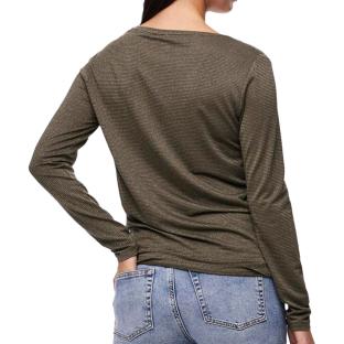T-Shirt Manches Longues Kaki/Doré Femme Pieces Billo vue 2
