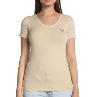T-shirt Beige Femme Guess Mini Triangle vue 0
